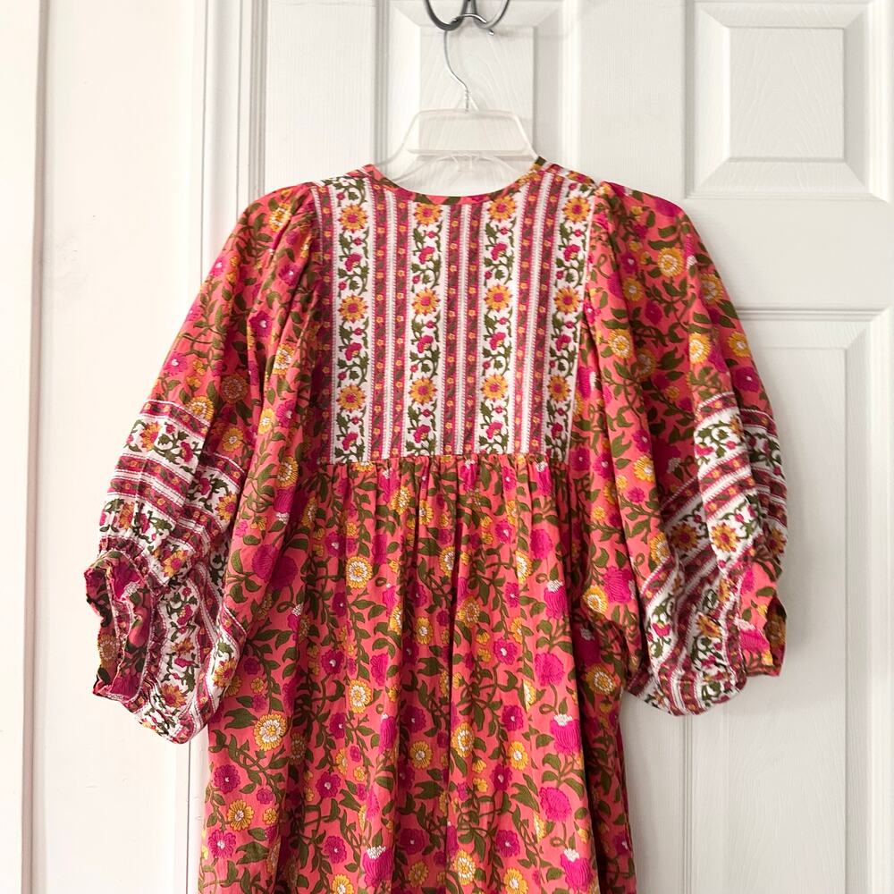 Mille Resort & Travel Passionfruit Saffron Midi Dress Orange Floral Print Medium - Picture 11 of 11